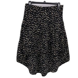 Forever 21 Sz M Black Hi Lo Skirt Polka Dots Lined Silky Lightweight Juniors